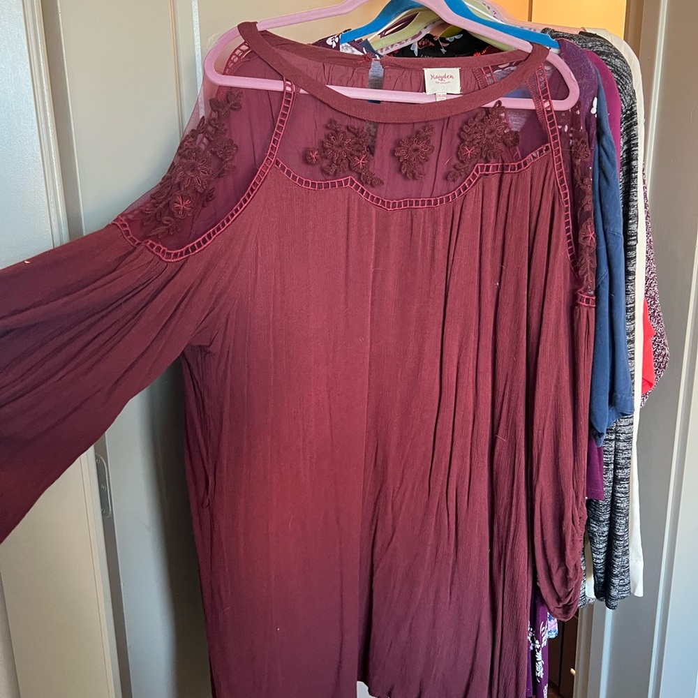 Maroon dress with lace